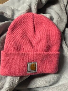Carhartt Pink Fold-Cuff Beanie with Logo Patch kids